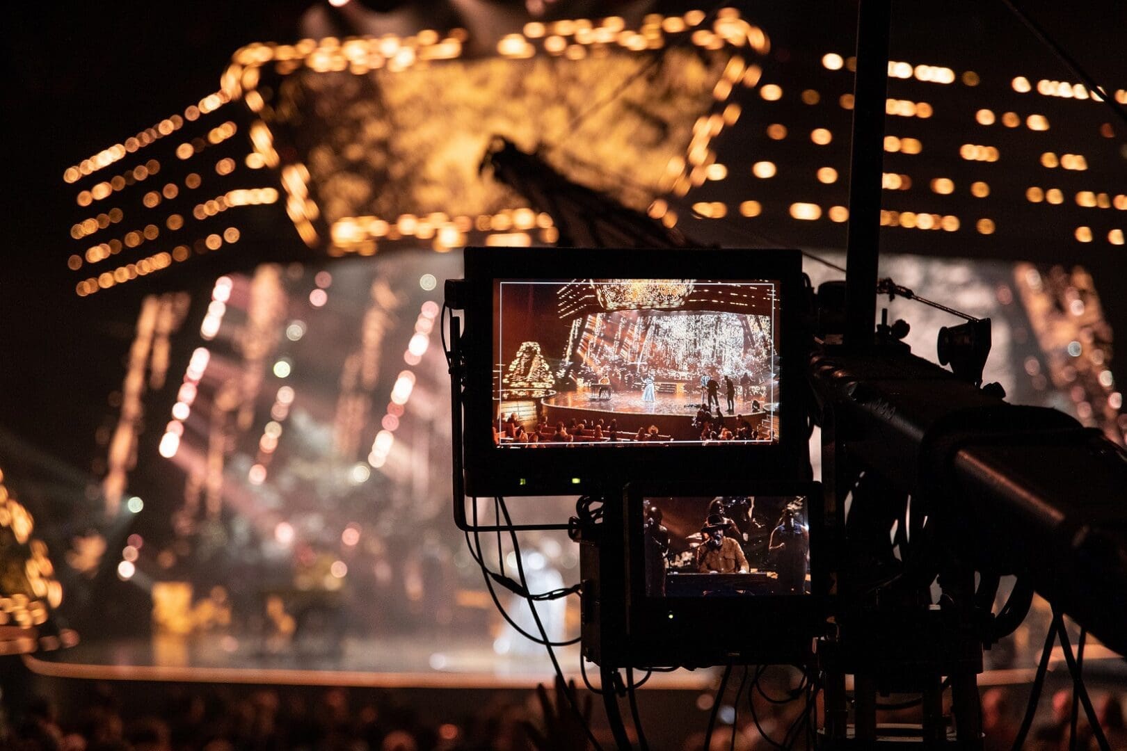 closeup of a camera screen recording a performance