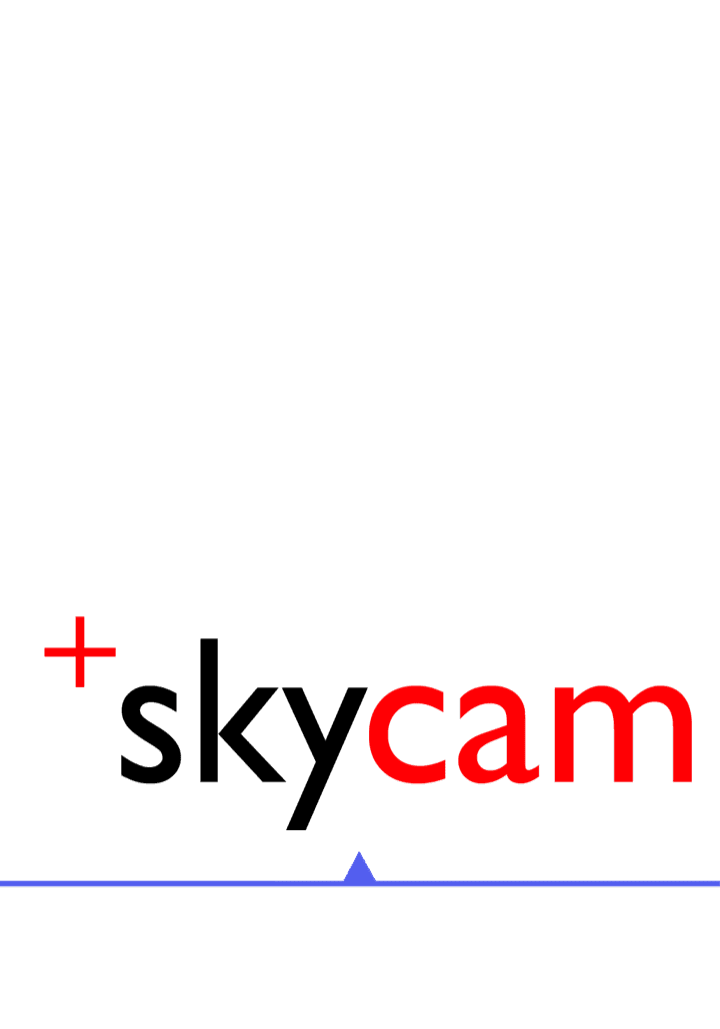 A logo featuring the word 'skycam' with 'sky' in black and 'cam' in red.